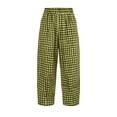 thumbnail image 6 of GUACER Womens Gingham Check Wide Leg Pants Elastic Waist Drawstring Casual Lounge Trousers Pockets, 6 of 6