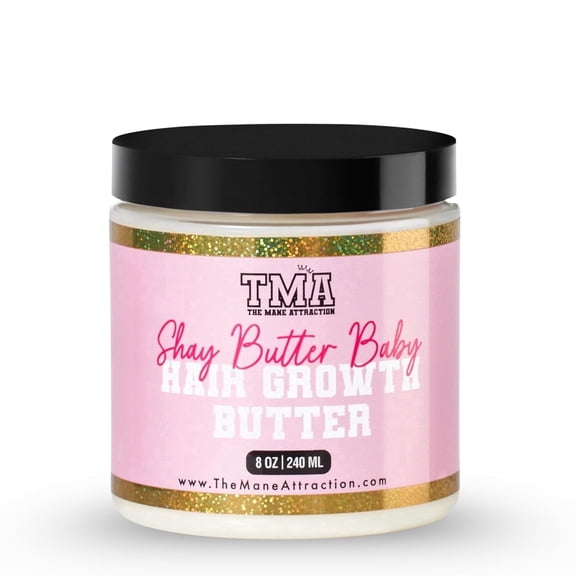 The Mane Attraction Shea Butter Baby Moisturizing Hair Butter – Deep Hydration & Length Retention Cream for Dry, Curly & Natural Hair – Shea Butter, Castor & Black Seed Oil – Frizz Control – 8oz
