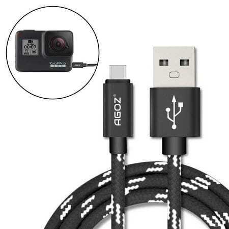 Agoz 4ft Durable Heavy Duty Braided Type-C USB Data Sync FAST Charging Charger Cable Cord For GoPro Hero, Hero 5 Black, Hero 5 Session, Hero 6, Hero 7, Fusion, Karma