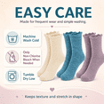 thumbnail image 2 of Girls Heat Retainer Boot Socks, 3 Pack, Pinched Ruffle Top Warm Thermal Socks, PURPLE, S/M, 2 of 8