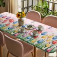 thumbnail image 3 of Easter Tulip Table Cloths for 8 Foot Rectangle Tables, Colorful Flower Spring Butterfly Plant Pink Patio Waterproof Elastic Fitted Tablecloths, Washable Rectangular Table Cover for Camping, 3 of 8