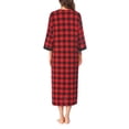 thumbnail image 3 of Avidlove Women Zipper Front Robes 3/4 Sleeve Housecoat Christmas Plaid Full Length Loungewear Dress with Pocket Long Nightgown Sleepwear Bathrobes, 3 of 4