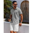 thumbnail image 5 of COOFANDY Mens Untucked Short Sleeve Shirt Button Up Shirt Untucked Dress Shirts Summer Beach Wedding, 5 of 7