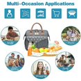 thumbnail image 3 of Insulated Lunch Bag for Women - Waterproof Reusable Cooler Bag for Outdoor Work - Gray, 3 of 5