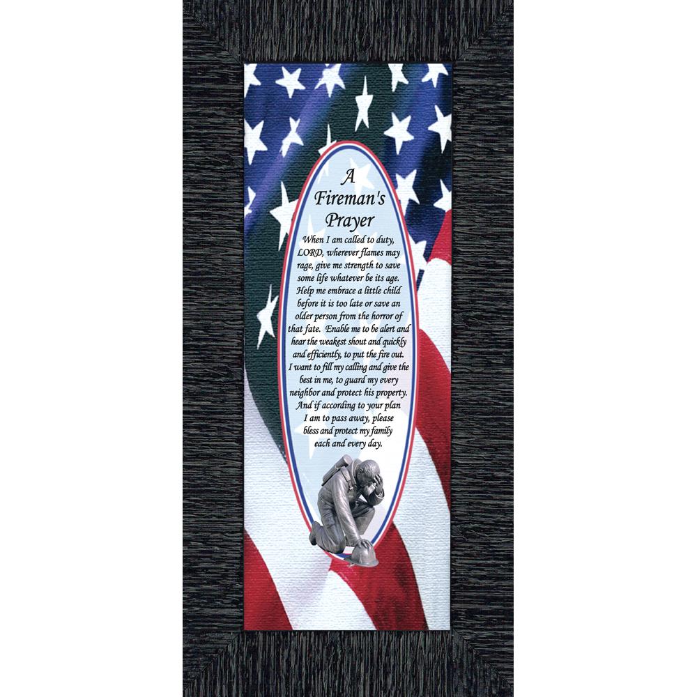 Firefighter Gifts for Men and Women, Fire Academy Graduation Gift, Fire Fighter Gifts or Firehouse Decor, A Fireman's Prayer Framed Wall Art for Home or Fire Station, 7795BW