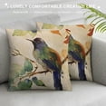 thumbnail image 3 of Watercolor Painting Birds Throw Pillow Covers Sparrow Hummingbirds Stand On The Tree Branches Decorative Cushion Cases Home Décor for Outdoor Couch Bed Sofa, 3 of 5