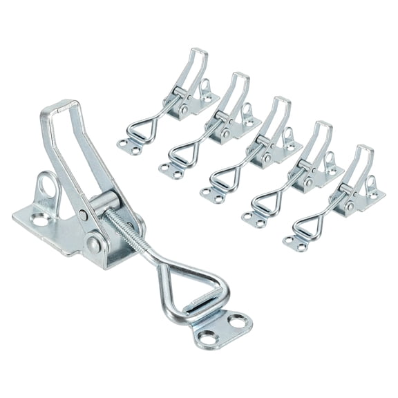 Uxcell 6pcs Adjustable Toggle Clamp M5x28mm 220bs 4001 Style w Lock Hole, Silver