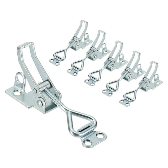 Uxcell 6pcs Adjustable Toggle Clamp M5x28mm 220bs 4001 Style w Lock Hole, Silver