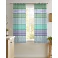 thumbnail image 4 of Purple Green Boho Sheer Curtains 39 Inch Length 2 Panels Set for Living Room/Bedroom, Vintage Ethnic Tribe Abstract Art Kitchen Curtains Grommet Semi-Sheer Curtains Window Treatments 27.5"x39"x2, 4 of 7