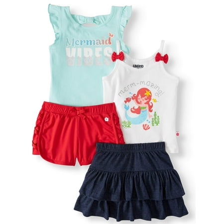 - Limited Too Sleeveless Tops, Ruffle Skirt & Shorts, 4pc Outfit Set (Baby Girls & Toddler Girls)