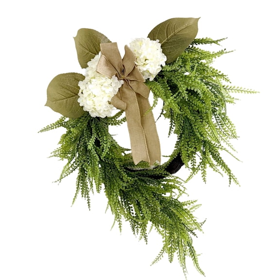 24"x13" Rustic Hydrangea Flower Wreath - Farmhouse Home Decor with Bow for Front Door, Wall Hanging & Seasonal Decoration