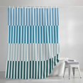 thumbnail image 3 of Shower Curtains for Bathroom, Colorful Stripe Waterproof Fabric Shower Curtain, Modern Teal Blue Green Vertical Striped Decorative Bathroom Curtain for Bathtub, 66"x72", No Hooks Included, 3 of 9