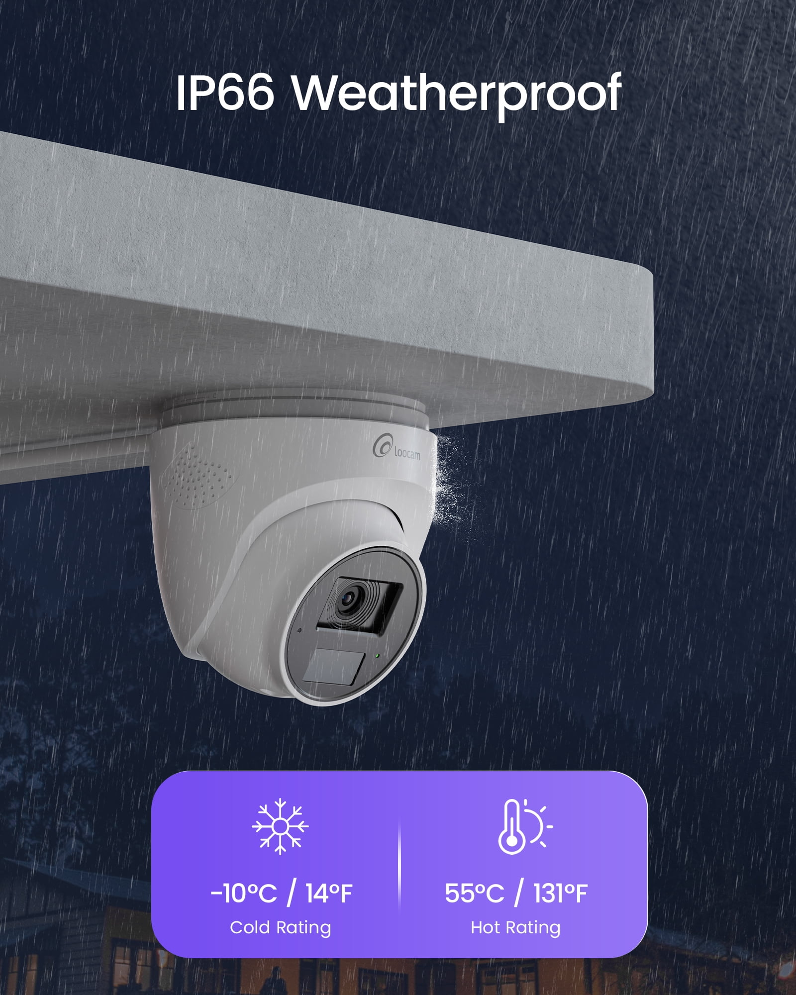 Loocam 4K PoE Add-On Wired Security IP Camera Outdoor, Person Vehicle Detection, Two Way Audio, Only Works with Loocam 4K PoE NVR