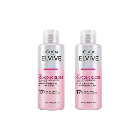 Loreal Glycolic Gloss Lamination That Seals Shine Into Hair Rinse-Off Treantment In 5 Minutes 200 ml 2 Pack