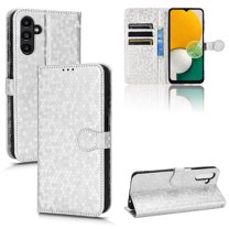 Feishell Slim Wallet Protective Case Compatible with Samsung Galaxy A14 5G,Shockproof Luxury PU Leather Magnetic Clasp Folio Flip Kickstand Credit Card Slots Women Men Phone Case with Hand Stra,Silver