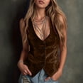 thumbnail image 2 of HXWCHs Women's Fashionable Sleeveless Solid Button Vest Casual top for Everyday Wear L Coffee, 2 of 5