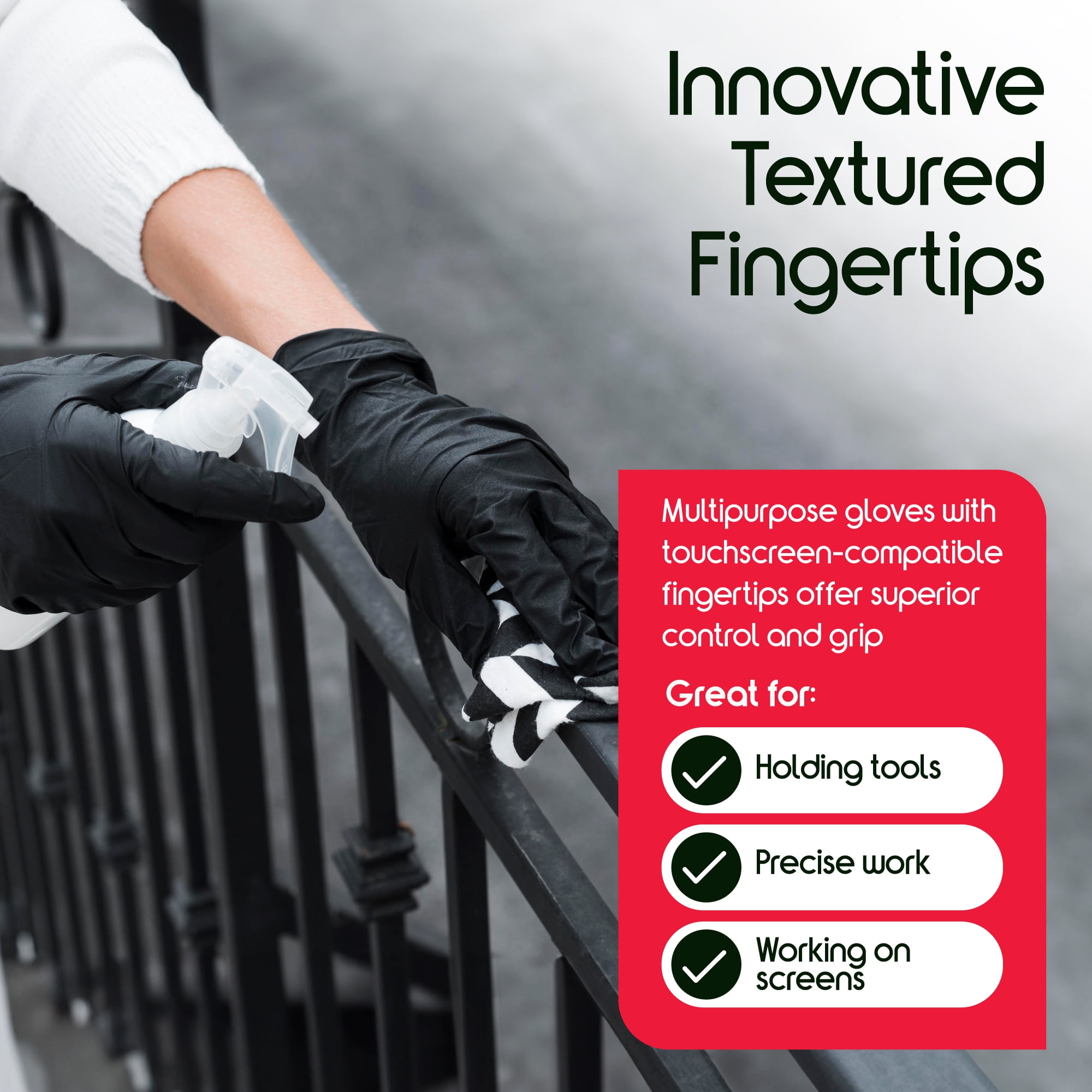 Inspire Nitrile-Vinyl Blend Gloves Disposable Latex Free Multipurpose Black Disposable Gloves Cooking Gloves Cleaning Gloves (1000, XL)