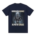 thumbnail image 5 of Camisetas de manga corta para hombre, ropa de calle de gran tamaño, divertida, de algodón, informal, Vintage, de Human By Chance, Alpha By Choice Wolf, 5 of 5