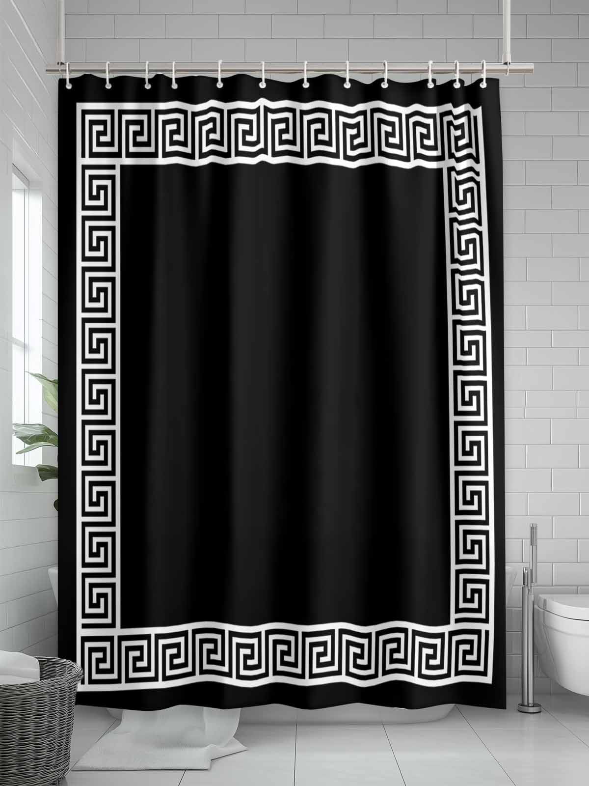 Boanket Polyester Fabric Black Shower Curtain, Modern Geometric Abstract Art Aesthetics Waterproof Bathtub Curtain Bathroom Decor Set with Hooks 72 x 96 Inches,