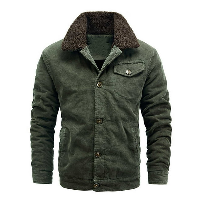 Birdeem Men Outdoor Fleece Lining Print Jacket with Zip Pockets Warm Windproof Winter Jacket with Hood Casual Fleece Jacket