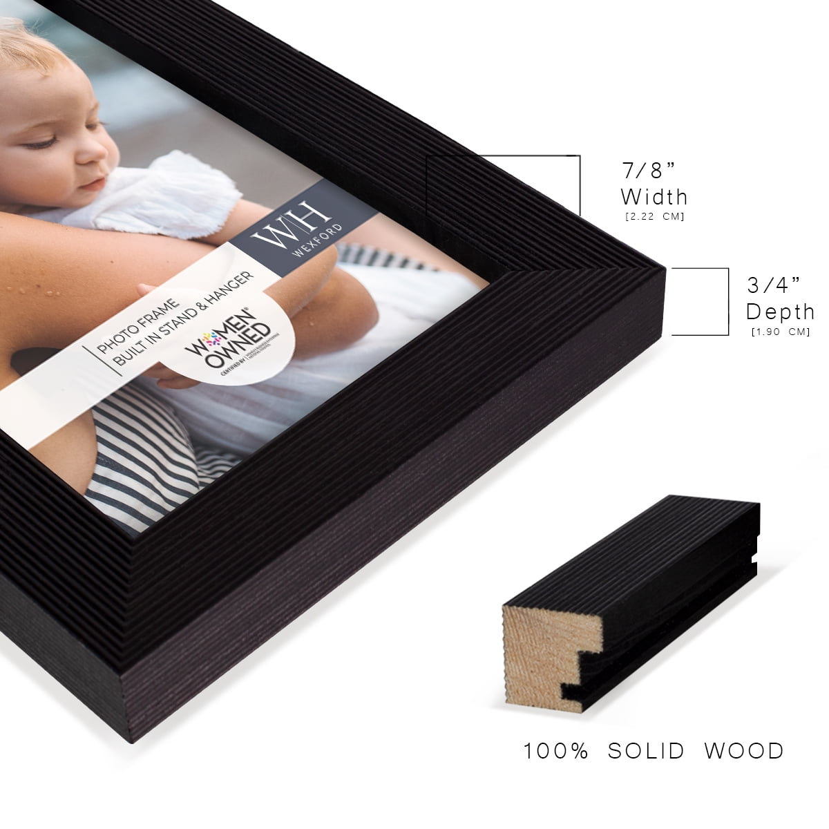 Premium Ebony Solid Wood Picture Frame, 4" x 6"