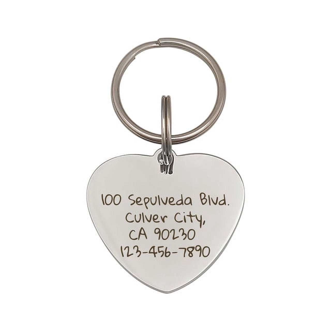 Anavia Stainless Steel Double Sided Heart Name - Frame Engraved Dog & Cat ID Tag, Silver, L