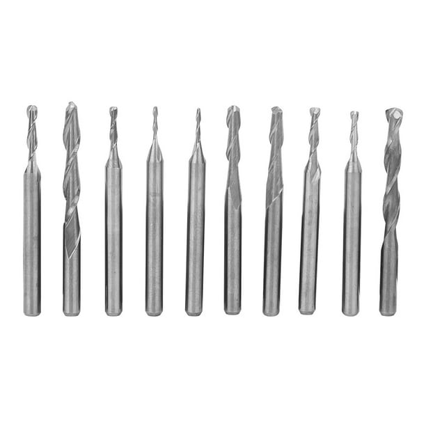Broca para herramienta de grabado CNC, fresa de 10 piezas, fresa en espiral cementada, fresa con acabado de lujo