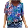 thumbnail image 2 of Pntutb Moda Mujer Verano Impreso Manga Corta Cuello V Camiseta Casual Tee tops Pntutb Pntutb-1934, 2 of 5