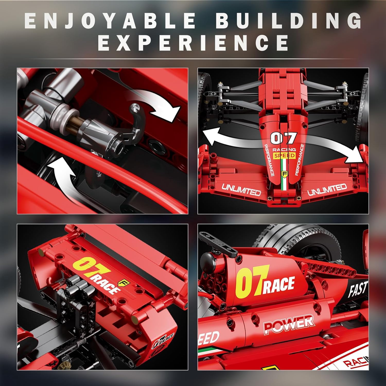 F1 Cars Building Sets for Adults, Technical Formula 1 Model Car Kits, Cool 1:8 Scale Race Car Model Display for Home or Office Decor, Collectible