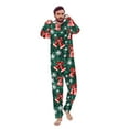 thumbnail image 3 of Odeerbi Christmas Onesie Pajamas for Family Holiday Sleep Jumpsuit Long Sleeve Family Christmas Pajamas Matching Sets Dad Fashion Printed Hooded Jumpsuit Sleepwear PJs Set Green, 3 of 5