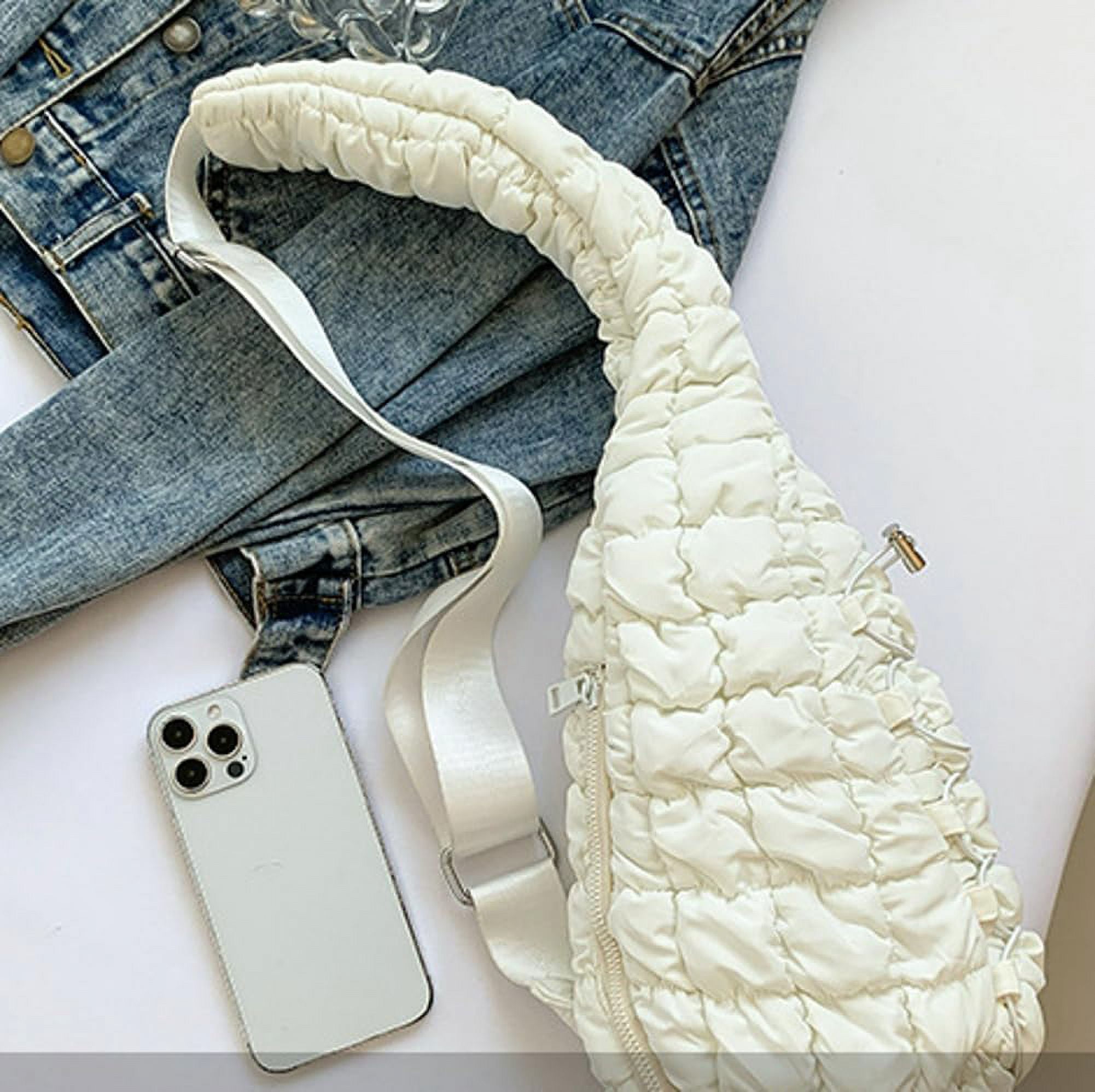Puffer Belt Bag for Women Cute Waist Packs Crossbody Purse Padded Cross Body Hobo Shoulder Travel Purse Quilted Fanny Pack