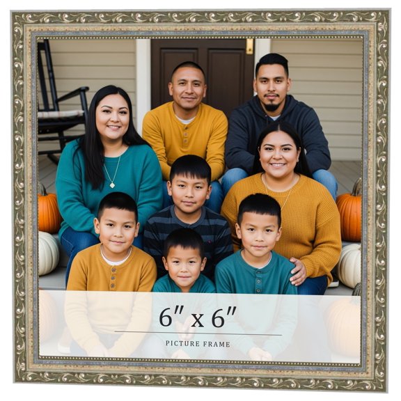 6x6 Frame Silver Solid Wood Picture Frame Width 1.125 Inches | Interior Frame Depth 0.375 Inches |