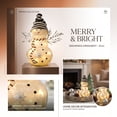 thumbnail image 4 of Ywbawe Lighted Glass Snowman Figurine Warm LED Glowing Statue with Knit Hat Scarf Battery Operated Christmas Tabletop Home Decoration, 4.13x8.26 Inch, 4 of 7
