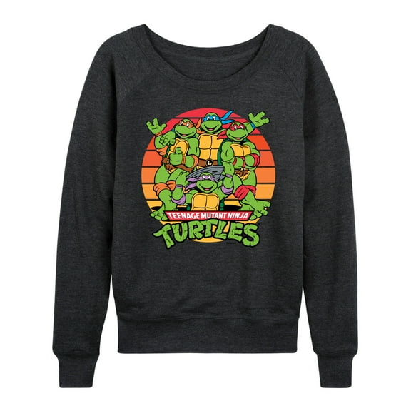 Teenage Mutant Ninja Turtles - Retro Sunset Circle - Women's Lightweight French Terry Long Sleeve Shirt