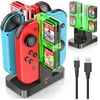 Joy Con Charger for Switch and OLED Model, OIVO Nintendo Switch Controller Docking Stand with LED Indicators & 8 Game Slots