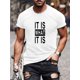 thumbnail image 1 of Camiseta de cuello redondo con diseño gráfico y estampado de letras para hombre, de manga corta, informal y cómoda, ideal para verano, ideal para vacaciones diarias en resorts y para el tiempo libre., 1 of 7