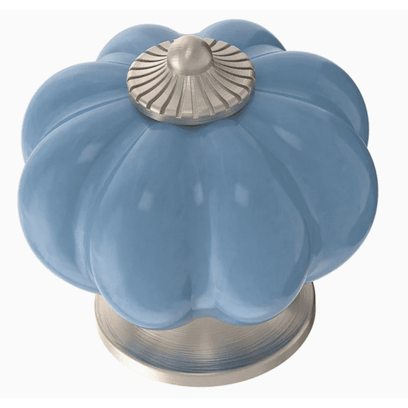 Brainerd P32974W-744 1 1/2" Dusty Blue Ceramic & Satin Nickel Pumpkin Cabinet Knob