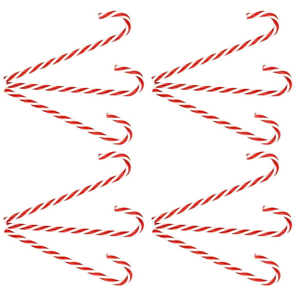 KALLORY 12 Pcs Red Plastic Candy Cane Pendants Christmas Ornaments for Xmas Tree Holiday Party Decorations