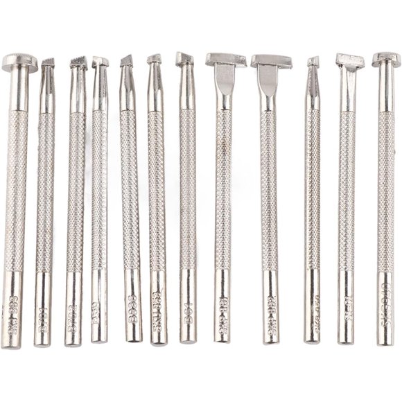 12 Piezas Herramientas para Estampar Cuero de Estampillas de Cuero Patrón de Metal Sello Herramientas de Punzonado, Grabado y Estampado en Relieve de Diferentes Formas