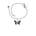 thumbnail image 2 of Delight Jewelry Silvertone Large Purple Butterfly with 6 AB Crystals Silver-tone Paw Infinity Link Chain Bracelet, 6"+2" Extender, 2 of 3