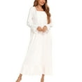 thumbnail image 2 of IROINNID Long Sleeve Dress for Women Long Sleeve Dress Square-Neck Mid-Calf Leisure House Wear ,White, 2 of 7