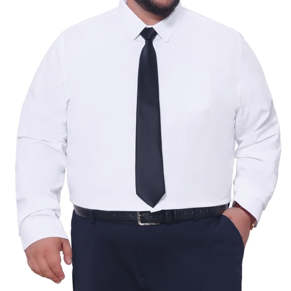 DARING DIVA Men's Big Tall Dress Shirts Long Sleeve Button Down Office Shirt XL White