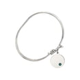 thumbnail image 2 of 5 3/4 inch Oval Eye Hook Bangle Bracelet w/ Plain Disc medal charm w/ May Green Swarovski Crystal, 2 of 3