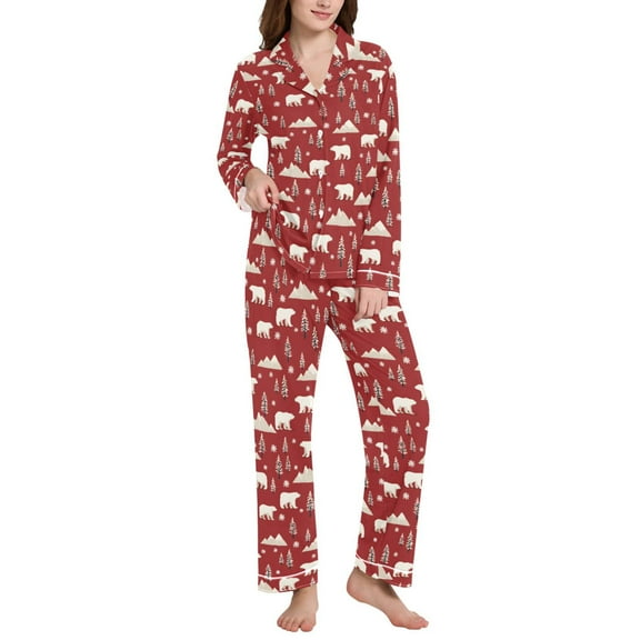 joogoo Pajamas Set for Women Polar Bear Christmas Long Sleeve Pjs Loungewear L