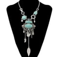 thumbnail image 2 of Ethnic Jewelry Turquoise Tassel Choker Bohemian Statement Necklace, 2 of 6