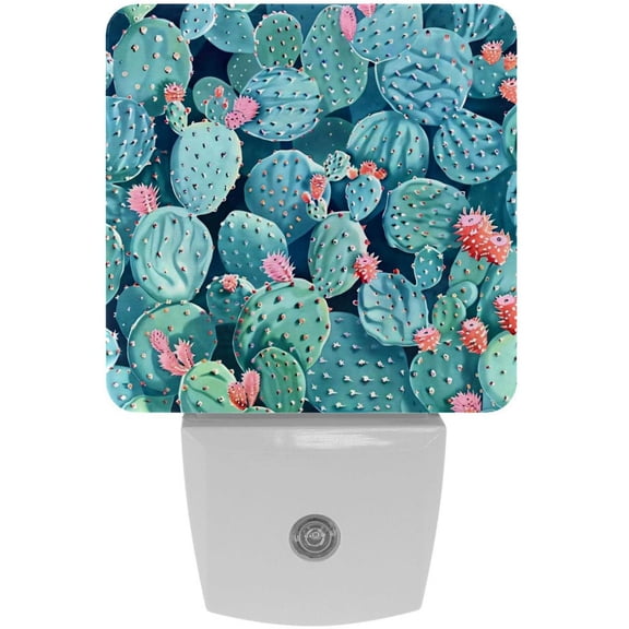 PhooArto Cactus Plant Pattern Plug in LED Night Light Auto Sensor Dusk to Dawn Decorative Night for Bedroom, Bathroom, Kitchen, Hallway, Stairs, Baby's Room, Energy Saving