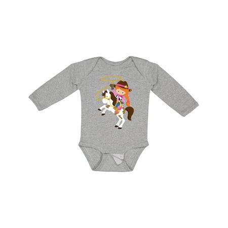 

Inktastic Cowgirl Sheriff Horse Lasso Orange Hair Gift Baby Girl Long Sleeve Bodysuit