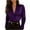 1-Purple, variant on Giftesty Women's Slim Fit Multi-Color Wrap V-Neck Long Sleeve Satin Belted Stylish Casual Dressy Blouse Top