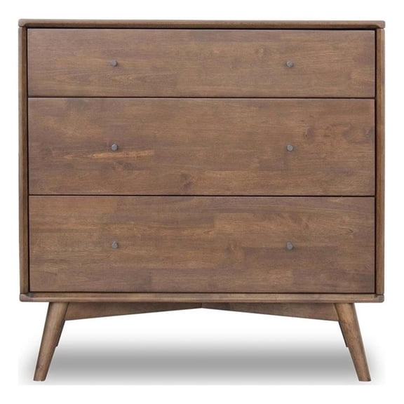 Allora Mid-Century Modern 3-Drawer Solid Wood Dresser in Brown