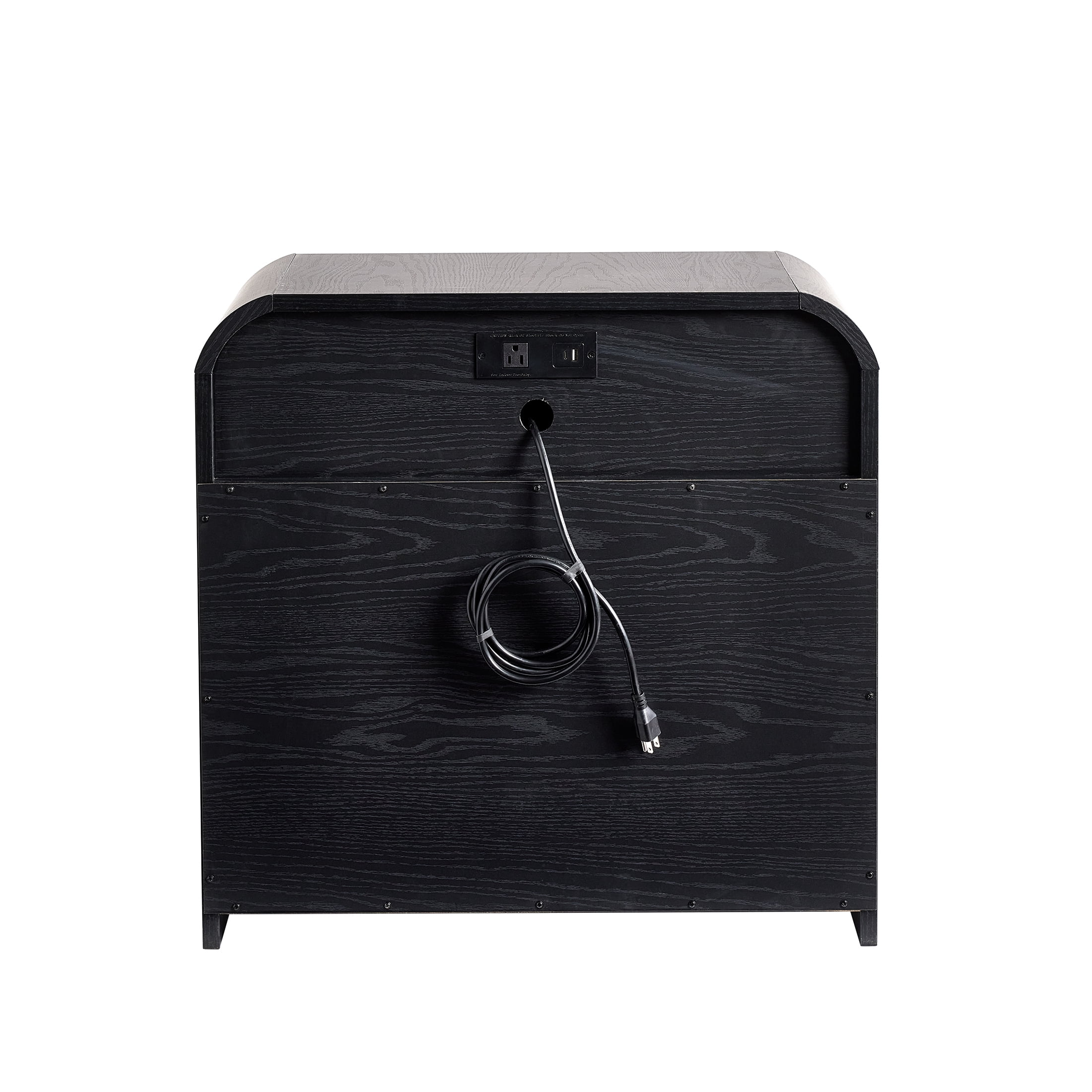 (2 pack) Better Homes & Gardens Juliet 3 Drawer Nightstand with USB, Black Finish